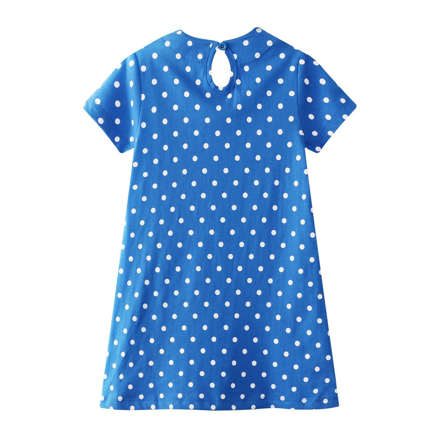 Girl's Polka Dot Short Sleeve Mermaid Embroidered Dress