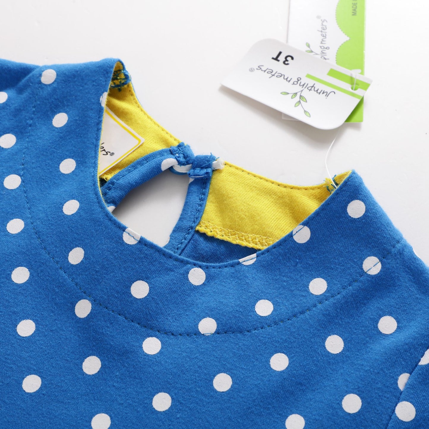 Girl's Polka Dot Short Sleeve Mermaid Embroidered Dress