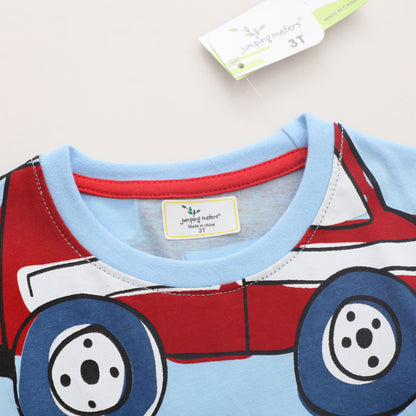 Boy's Short Sleeve Fire Truck Print Tee