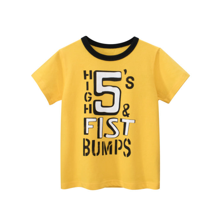 Boy's High 5s and Fist  Bump Print Short Sleeve Tee