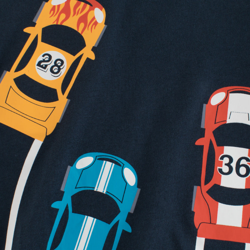 Boy's 3 Racing Cars Print Short Sleeve Tee